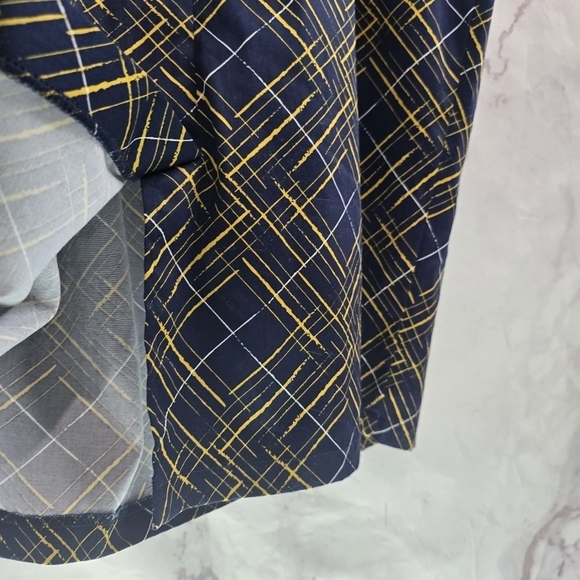 ModCloth Dress Womens 12 Large Blue Yellow Tess Hatch Tank Collectif Pin Up - Picture 10 of 12